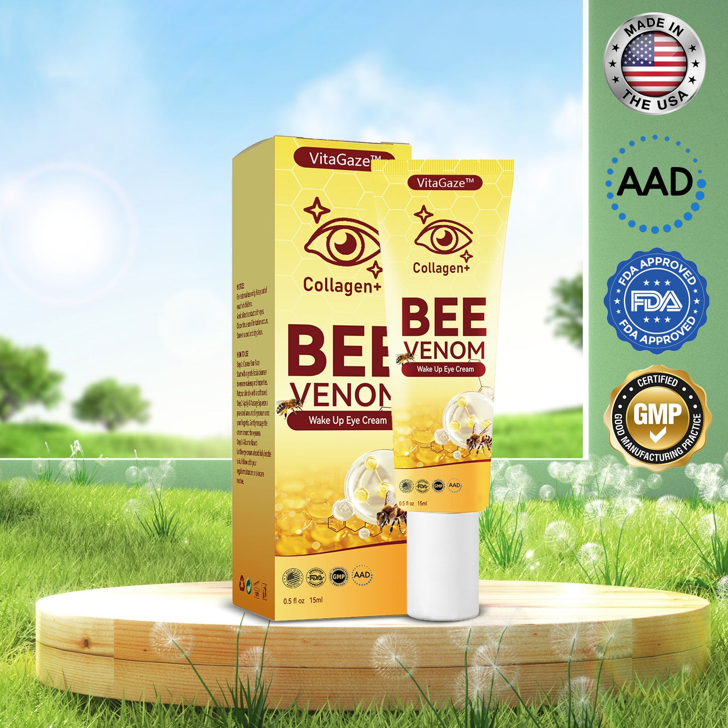 🐝VitaGaze™ Collagen+ Bee Venom Wake Up Eye Cream US Patented Exclusive Dermatologist Recommended