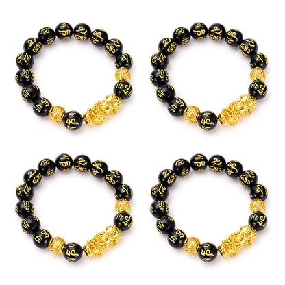 Winning the Lottery Wealthy Lucky FengShui Pi Xiu Obsidian Bracelet